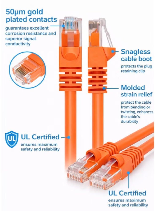تيسو كابل إيثرنت CAT 6، 30 متر – نقل بيانات عالي السرعة، معتمد من UL، خالي من المسامير، مع جهات ذهبية مغطاة - Image 4