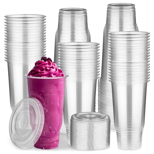 Huaiid 32 oz Clear Plastic Cups with Lids 60 Pack Disposable Party Cups for Coffee Milkshake Wedding Birthday Party Picnics - Image 2