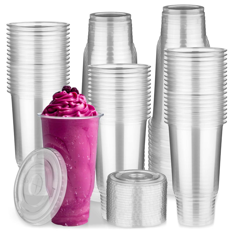 Huaiid 32 oz Clear Plastic Cups with Lids 60 Pack Disposable Party Cups for Coffee Milkshake Wedding Birthday Party Picnics - Image 3