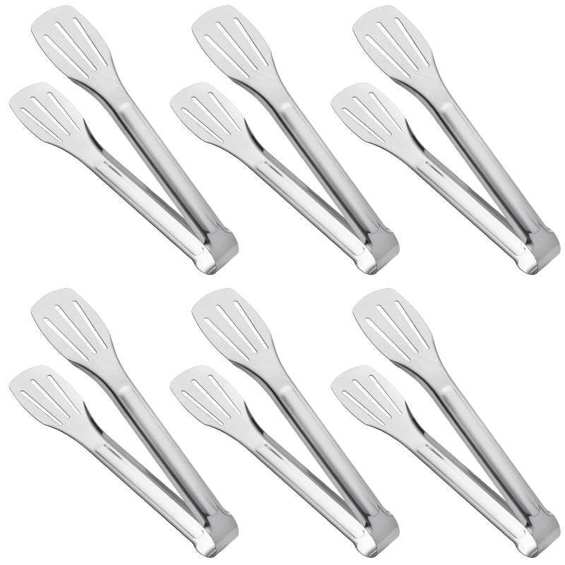JXHAPY Serving Tongs Kitchen TongsBuffet Tongs Stainless Steel Food Tong Serving Tongsmall tongs 6 Pack 9 Inch 