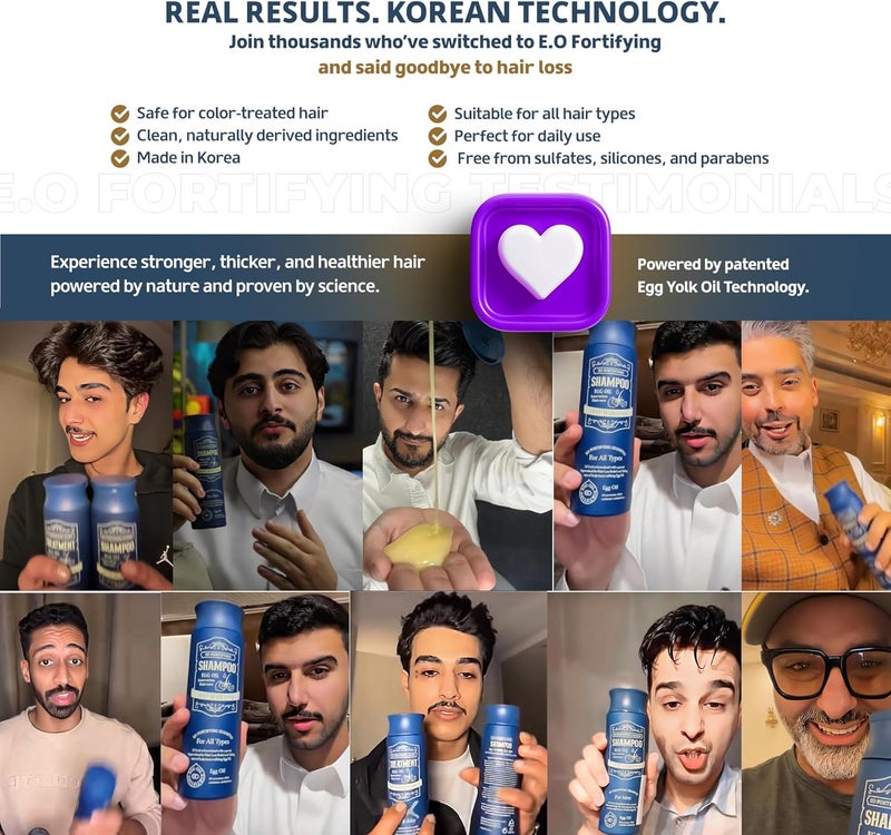 EO FORTIFYING Korean Shampoo For Men - The best Solution For Hair Loss, Scalp Care and Hair Regrowth with Natural Ingredients - Image 3