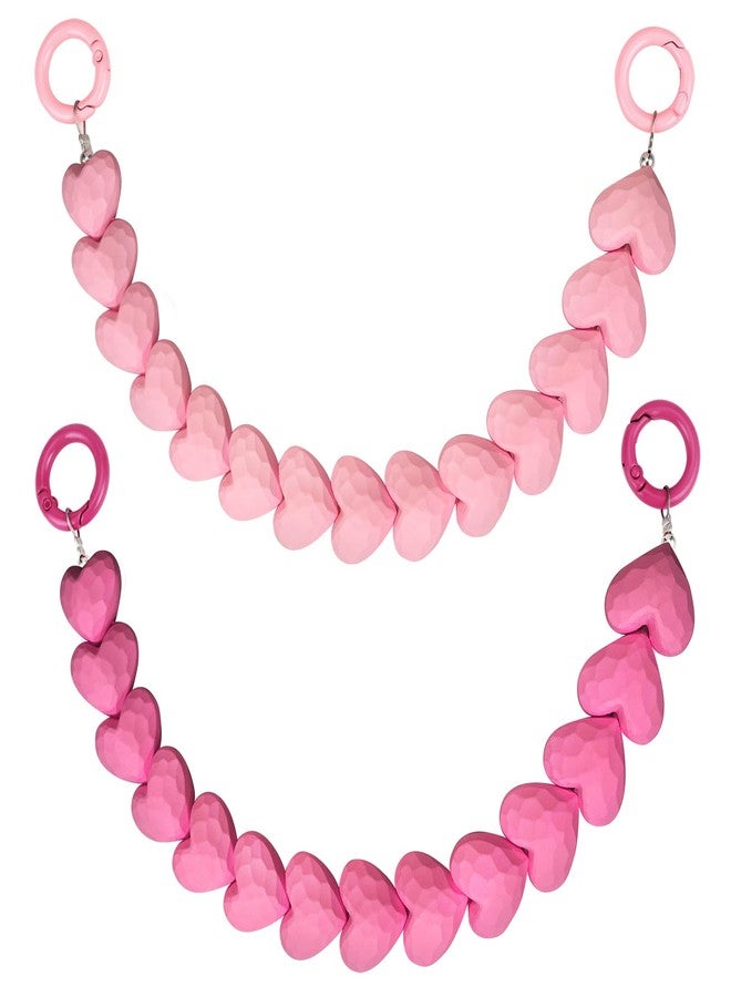 ZLSPTK 2Pcs Purse Extender Chain Gold Pink Bag Extender Chain Heart Purse Strap Extender Hot Pink Purse Strap Replacement Crossbody Purse Accessories for Women Bag Charms for Handbags Tote Bags Purse Making - Image 1