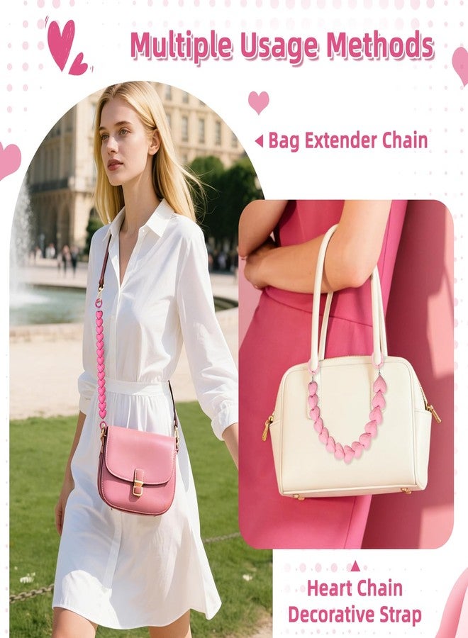 ZLSPTK 2Pcs Purse Extender Chain Gold Pink Bag Extender Chain Heart Purse Strap Extender Hot Pink Purse Strap Replacement Crossbody Purse Accessories for Women Bag Charms for Handbags Tote Bags Purse Making - Image 5