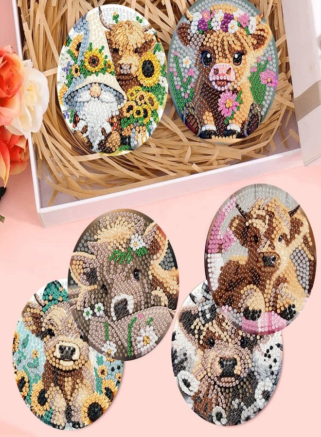 croshom 8 Pieces Cow Diamond Art Coasters Kit, Diamond Painting Coasters, Cow Diamonds Art Painting Kits,5D DIY Full Drill Diamonds Arts Kits for Adults Gift & Home Decor - Image 3