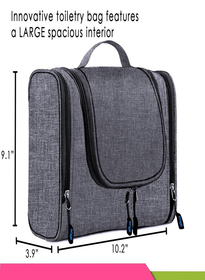 باجو حقيبة أدوات النظافة للسفر من باجو للنساء والرجال - حقيبة كبيرة مقاومة للماء لأدوات النظافة المعلقة للحمام والسفر لتنظيم أدوات النظافة (أسود ثلجي) - Image 3