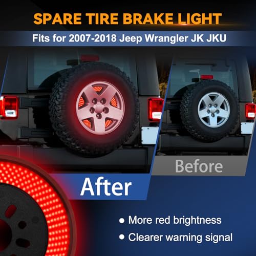KARSAM Spare Tire Brake Light for 20072018 Jeep Wrangler JK JKU YJ TJ 6 Ring 405PCS LED Wheel Lights PlugNPlay 3rd Third Brake LightRed Rear Tail Brake Light for Jeep Wrangler JK JKU Accessories - Image 3