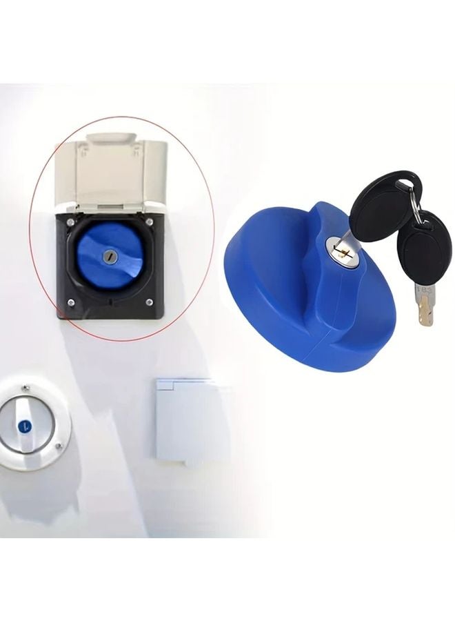 Blue RV Fresh Water Tank Locking System with Gravity Fill Port Anti Theft Dual Keys - Image 3