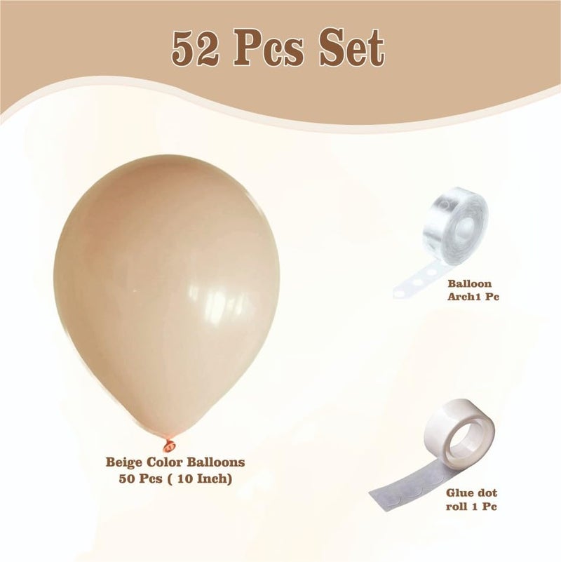 YOURS DECOR Balloon Decoration Kit - 52 Pcs | Beige Balloons Set Party Supplies Perfect for Kids, Adults for Birthdays, Anniversaries & Events, Vibrant Party Decor Items for Celebrations (Beige) - Image 2