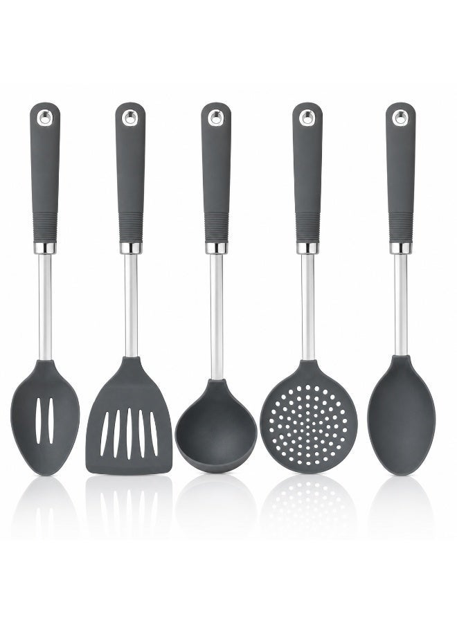 Fresh Choice 5 Piece Nylon Kitchen Utensil Set with Stainless Steel Handles, Heat Resistant Cooking Tools for Non-Stick Cookware - Image 1
