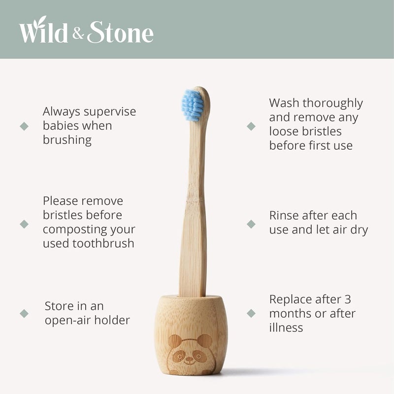 Wild Stone Wild & Stone Organic Baby Bamboo Toothbrushes - 4 Pack with Soft Bristles, 100% Compostable Handle, BPA Free - Image 3