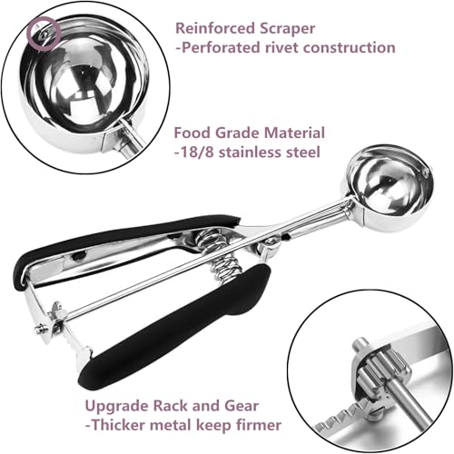 OSHLANT Ice Cream Scoop, 18/8 Stainless Steel Cookie Scoop, Cookie Scoops for Baking, 1.5 Tbsp/ 23ml/ 0.7 oz Cookie Dough Scoop, Ice Cream Scooper with Trigger Release, Cookie Scooper for Baking - Image 2