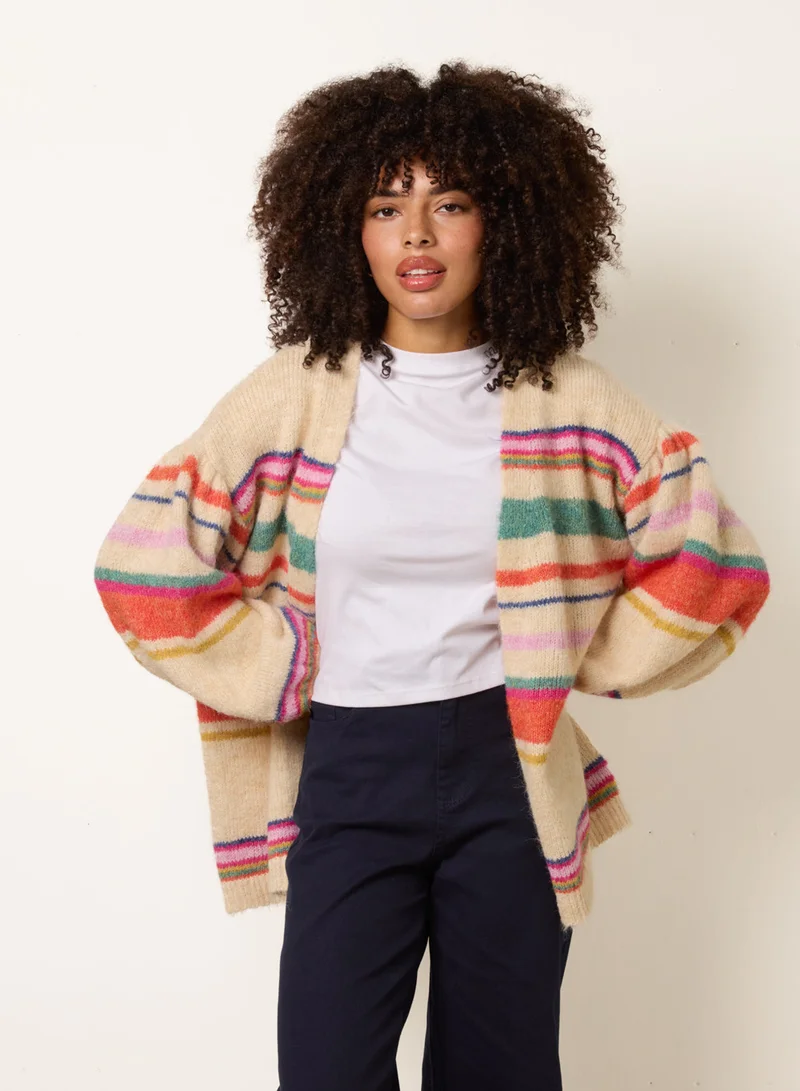 Blue Vanilla Multi Coloured Stripe Cardigan