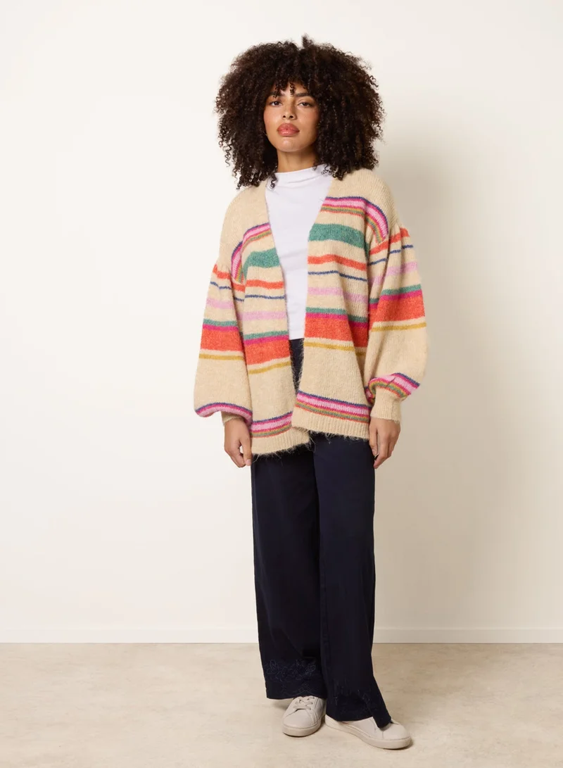 Blue Vanilla Multi Coloured Stripe Cardigan