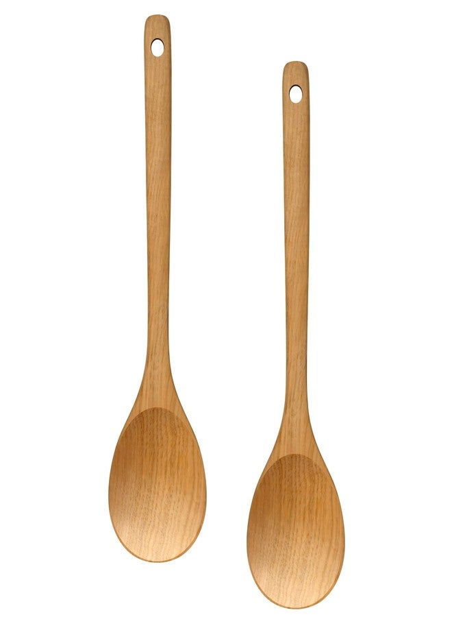 LorisArm Wooden Cooking Spoon 2PC, Large 12" Solid Wood Serving Spoons Set for Mixing Stirring, Maple Wood Nonstick Kitchen Utensils Tableware Ladle Scoop. - Image 1