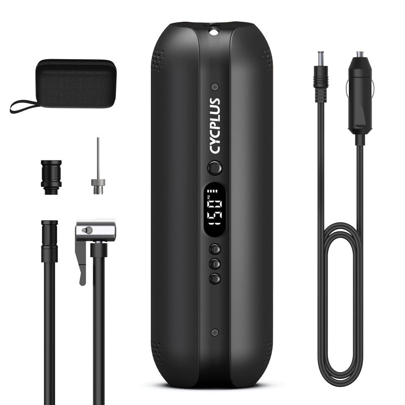 CYCPLUS Tire Inflator Portable Air Compressor - 150PSI Cordless Air Pump with Digital Tire Pressure Gauge, Accurate LCD Display & LED Light, DC/AC 2-in-1 for Car/Motorcycle/E-Bike/Ball(2025 Version) - Image 1