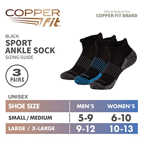 Copper Fit Unisex Copper Infused No Show Socks - 3 Pack , Large/X-Large, Black - Image 4