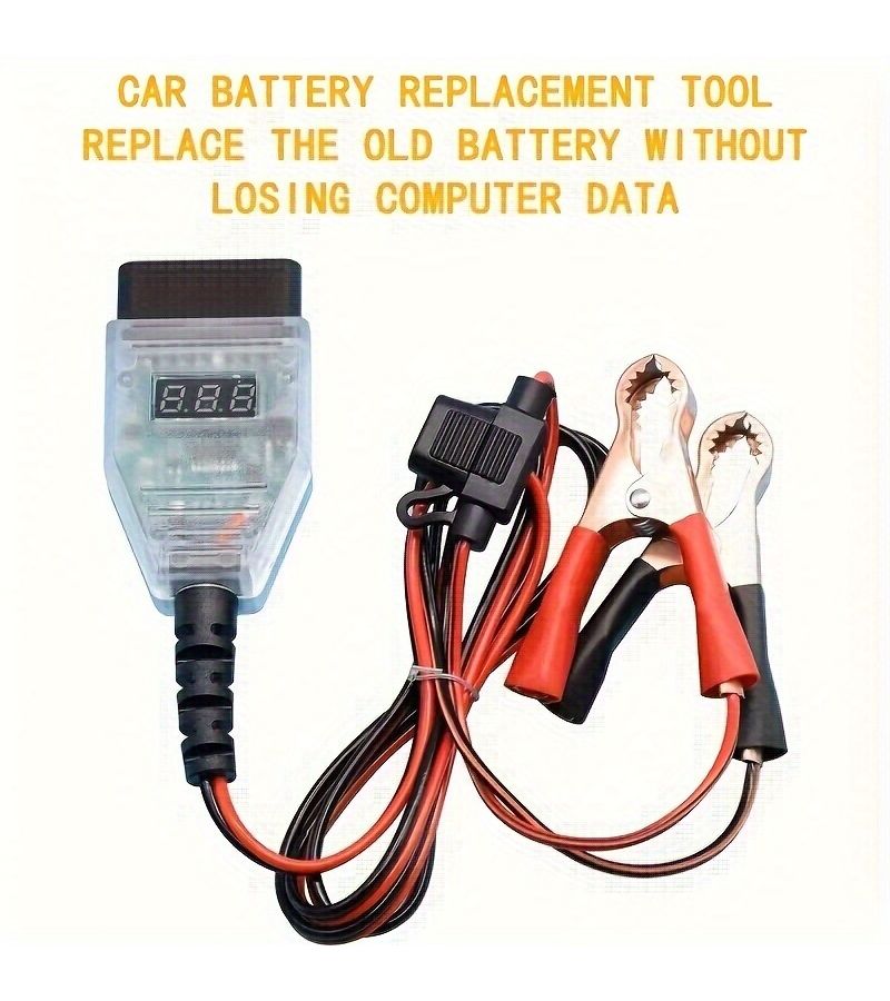 أداة استبدال بطارية السيارة بدون بطارية مع محول OBD II جهاز اختبار وشاحن محمول لجميع المركبات الحفاظ على بيانات الكمبيوتر onboard تصميم مضغوط للميكانيكيين DW550 - Image 4