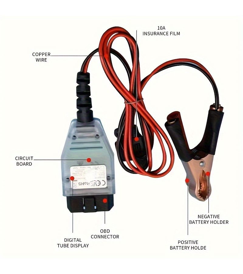 أداة استبدال بطارية السيارة بدون بطارية مع محول OBD II جهاز اختبار وشاحن محمول لجميع المركبات الحفاظ على بيانات الكمبيوتر onboard تصميم مضغوط للميكانيكيين DW550 - Image 3