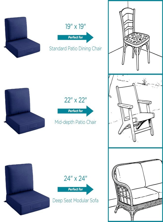 Codi Outdoor Chair Cushions 24x24 Inch, Deep Seat Replacement Cushion for Outside Couch, Sofa, Chairs, Waterproof for Patio Furniture, Navy - Image 4
