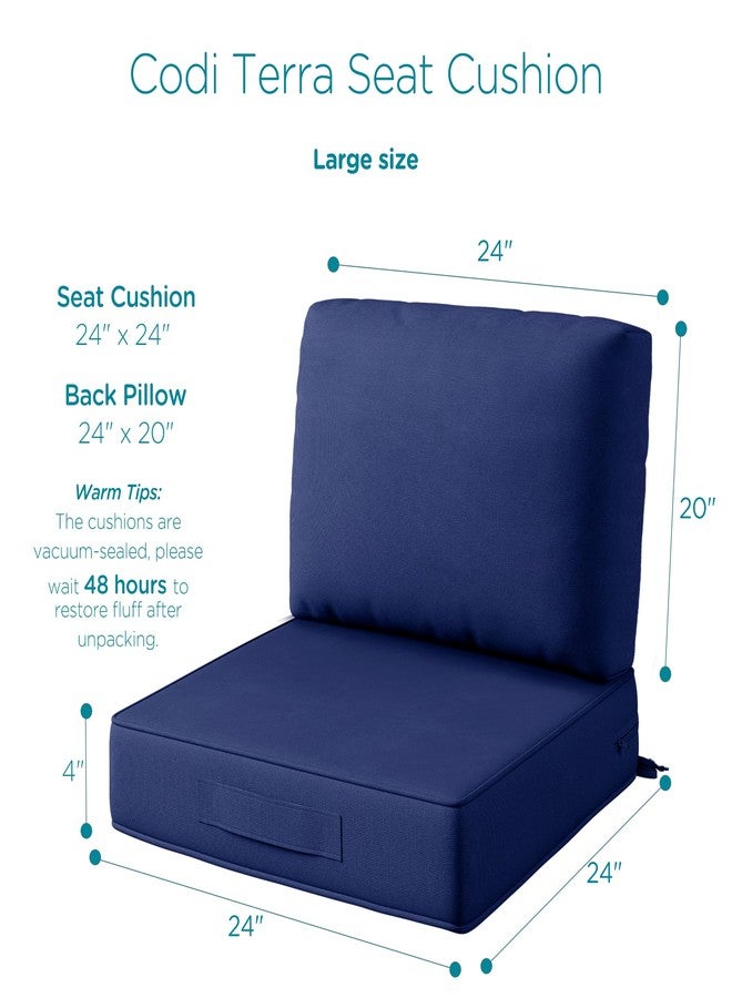 Codi Outdoor Chair Cushions 24x24 Inch, Deep Seat Replacement Cushion for Outside Couch, Sofa, Chairs, Waterproof for Patio Furniture, Navy - Image 5