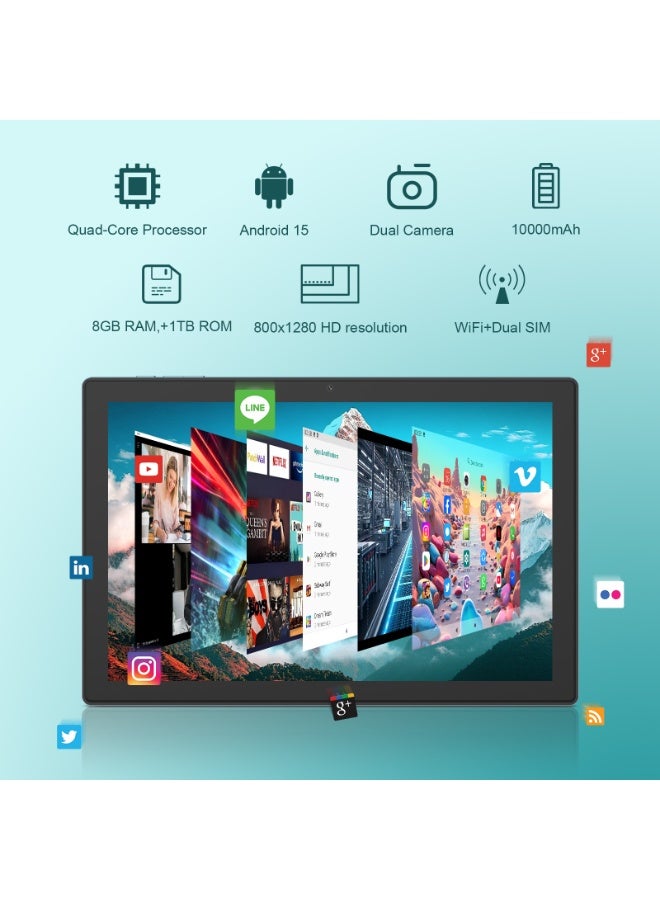 C idea 10.1 Inches Android Tablet PC 8GB RAM 1TB ROM Sim Support Dual Camera - Image 2