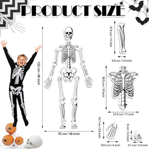 Silipull Skeleton Floor Puzzle Double Sided Human Body Puzzle 15 Pcs Human Anatomy Learning Toys Halloween Skeleton and Bones Anatomy Body Parts Model Educational Toy - Image 5