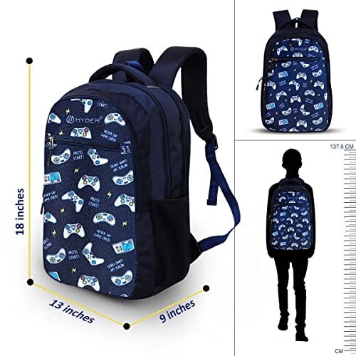 HYDER 35L Gamepad Printed Latest And Trendy Stylish Waterproof College/Casual/School Bag/Backpack For Kids, Boys, Girls, Men And Women | Best Bags For Everyday Use (Navy Blue) - Image 5