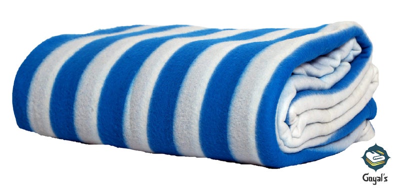Goyal's Polar Fleece 250TC Single Bed Stripes Blanket - Blue, lightweight, Pack of 1 - Image 2