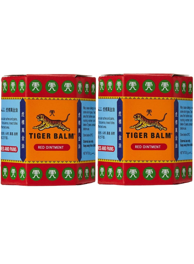تايجر بالم مرهم احمر لتخفيف الام المفاصل والام الظهر والجسم والام الركبة والالام العضلات والالتواءات 30 غرام 2 عبوة - Image 1