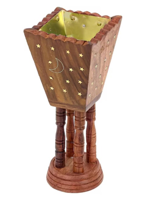 Wooden Incense Burner for Home, Portable Bakhoor Holder Brown