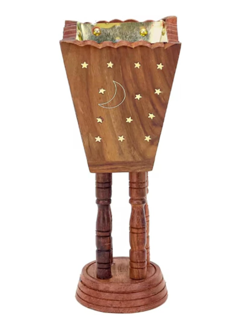 Wooden Incense Burner for Home, Portable Bakhoor Holder Brown
