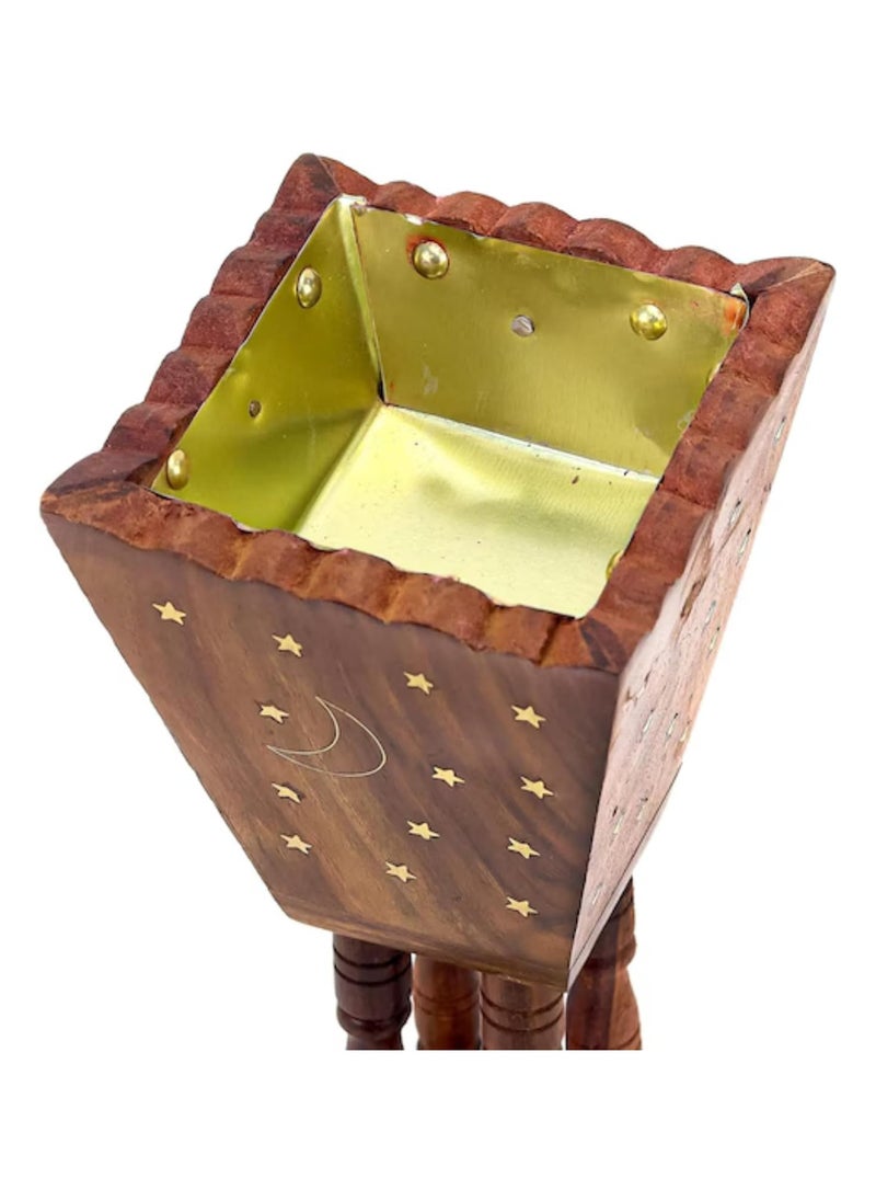 Wooden Incense Burner for Home, Portable Bakhoor Holder Brown