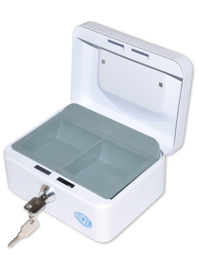 FIS Cash Box with Key, 6 Inch, Matt Finish White Color - FSCPTS0034WT - Image 2
