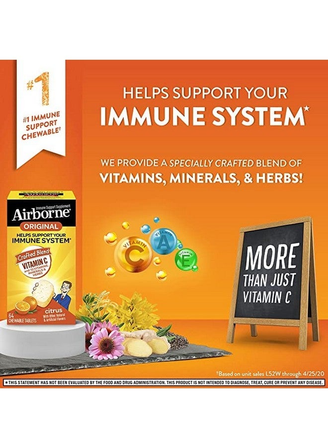 Airborne Vitamin C 1000Mg (Per Serving) Citrus Chewable Tablets (64Ct/Box) Glutenfree Immune Support Supplement Vitamins A C E Zinc Selenium Echinacea Ginger Antioxidants (2Pack) - Image 5