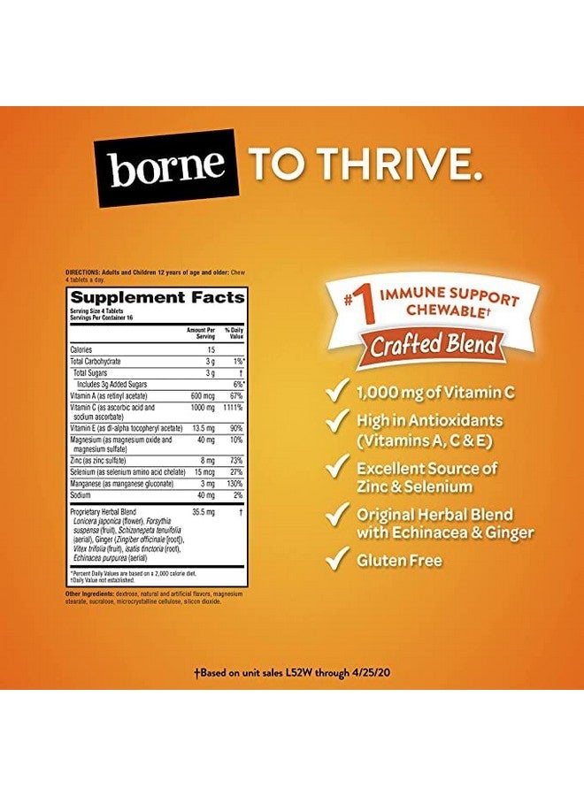 Airborne Vitamin C 1000Mg (Per Serving) Citrus Chewable Tablets (64Ct/Box) Glutenfree Immune Support Supplement Vitamins A C E Zinc Selenium Echinacea Ginger Antioxidants (2Pack) - Image 3