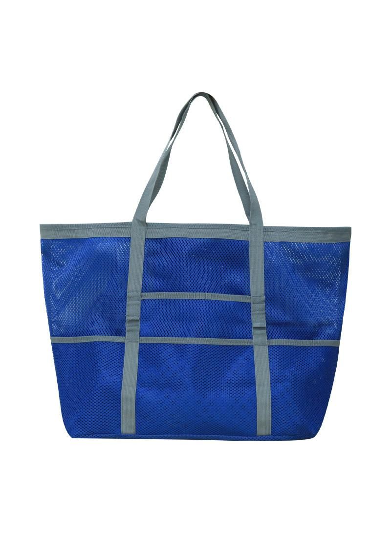 Generic Blue Summer Swimming Beach Bag Swimsuit Mesh Storage Bag Large Mesh Storage Bag Sports Travel Handbag