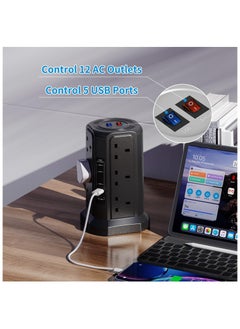 Anmi Tower Extension Lead with USB Slots and 18W USB C Fast Charger(5V/3.1A), 12 Way Plug Extension Tower, Surge Protected Extension Lead with Switch, Multi Plug Socket , 1.8M Extension Cable  - Image 5