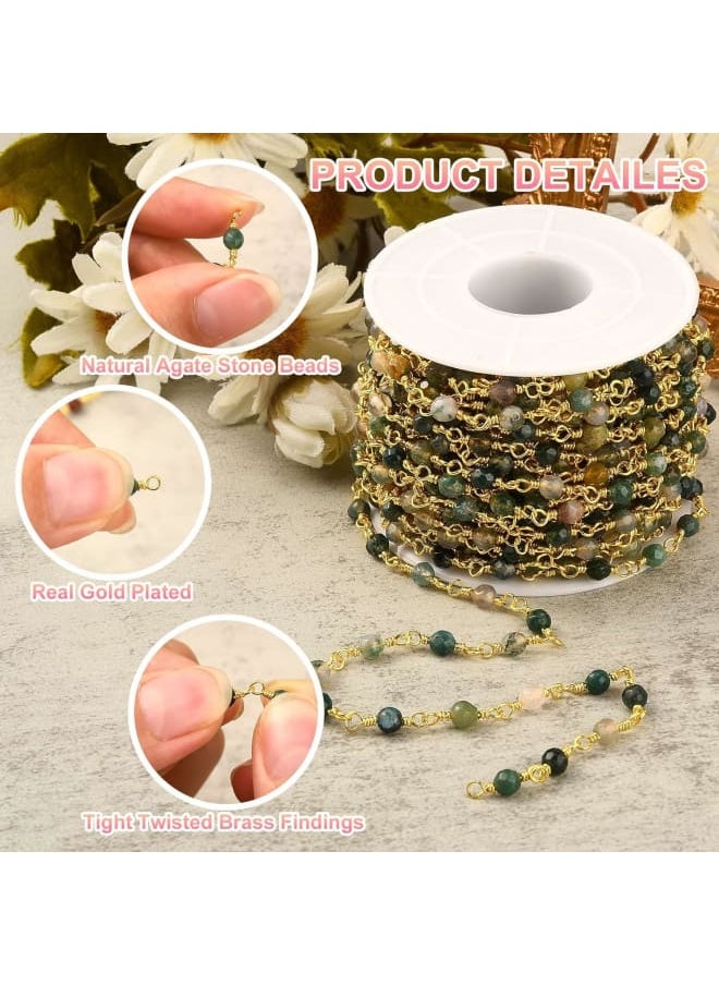 Generic - Specifications:What You Get: One strand of beaded chain made of Brass Pins connected with Natural Agate Beads.Size: link: 4mm(0.16 inch) wide, 14.5mm (0.57 inch)long, bead: 4mm(0.16 inch).Very Beatutiful and Durable: This rosary beaded chain is made of good quality stone beads which are different from each other, and it is connected with tight twisted brass findings without jumprings so that it could not broken easily.Wide Application: You could use them to decorate lamp shades, attach to table cloths, make curtain, create your own chandeliers, necklaces, bracelets, earrings, eyeglass chain holder and and so on.Easy to Use and Store: The chain is rolling in a reel to avoid knotting; when not in use, just roll it back to the reel, easy and convenient.Kindly Note:Color might be slightly different from the picture because of different display device.For any questions about our products, please contact us directly and we will assist you resolve any issue. - Image 1