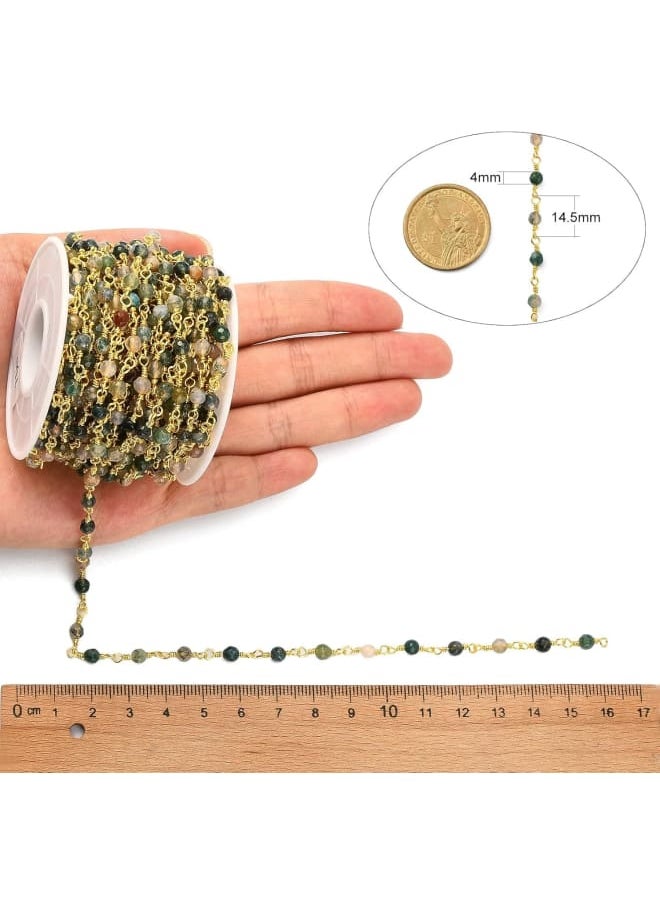 Generic - Specifications:What You Get: One strand of beaded chain made of Brass Pins connected with Natural Agate Beads.Size: link: 4mm(0.16 inch) wide, 14.5mm (0.57 inch)long, bead: 4mm(0.16 inch).Very Beatutiful and Durable: This rosary beaded chain is made of good quality stone beads which are different from each other, and it is connected with tight twisted brass findings without jumprings so that it could not broken easily.Wide Application: You could use them to decorate lamp shades, attach to table cloths, make curtain, create your own chandeliers, necklaces, bracelets, earrings, eyeglass chain holder and and so on.Easy to Use and Store: The chain is rolling in a reel to avoid knotting; when not in use, just roll it back to the reel, easy and convenient.Kindly Note:Color might be slightly different from the picture because of different display device.For any questions about our products, please contact us directly and we will assist you resolve any issue. - Image 1