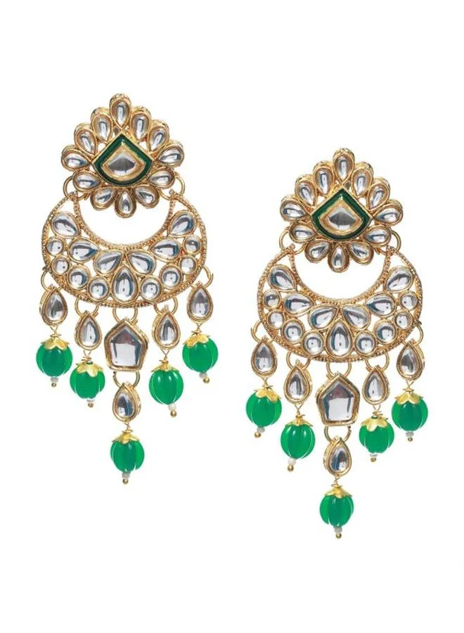 Priyaasi Elegant Women , Green Brass Jewellery Set with pattern and secured with closure and styled in ideal for Ethnic moments — exude elegance in every glance.