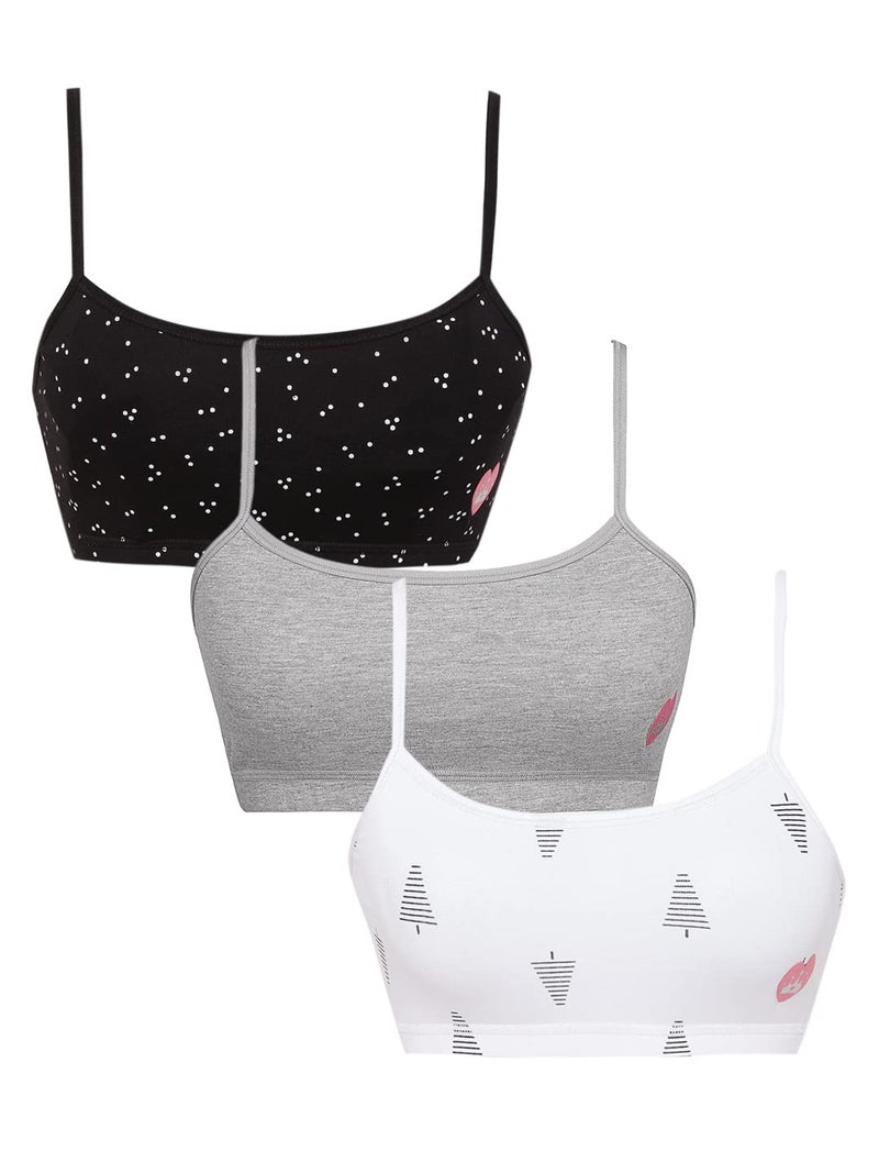 Sillysally Store Sillysally Pack of 3 Girls Beginners Sportsbra Non Padded Non Wired Double Layered Fabric Cotton - Image 1