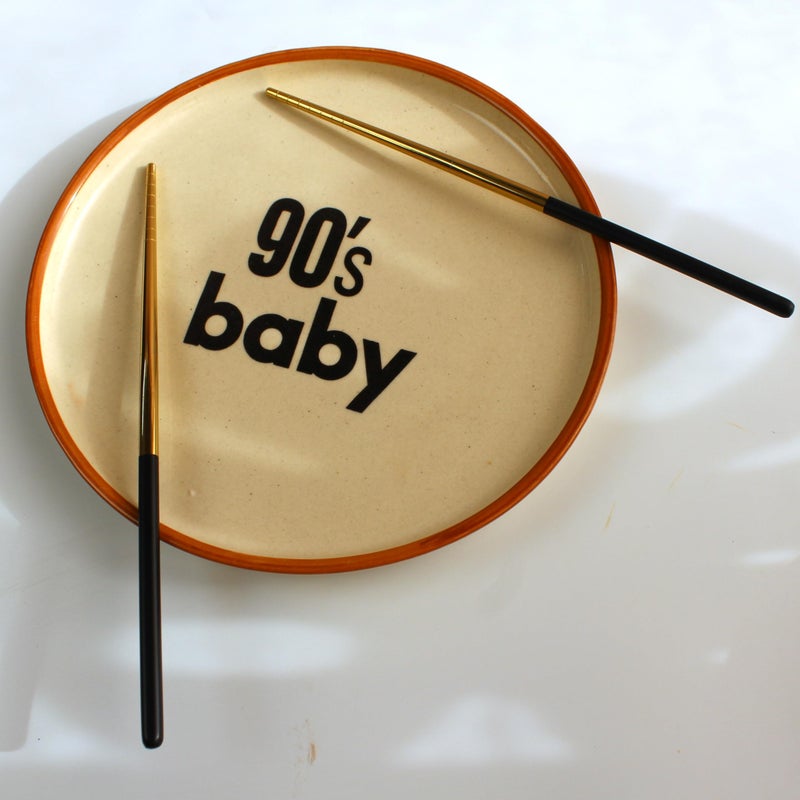 Del Hogar 90's Baby Snack Plates | Retro Inspired Quarter Plate| Safe for Microwave, Dishwaher, Oven | 8" Wide - Image 1