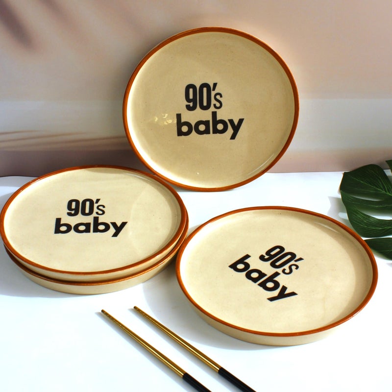 Del Hogar 90's Baby Snack Plates | Retro Inspired Quarter Plate| Safe for Microwave, Dishwaher, Oven | 8" Wide - Image 2