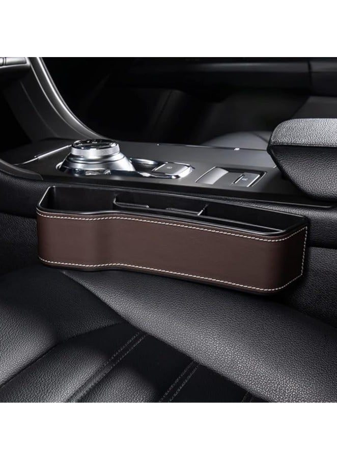 Car Gap Filler Leather Console Side Pocket Car Seat Pocket Organizer for Phones Wallet Coin Key with Cup Holder Seat Storage Box Side Gap Pocket 