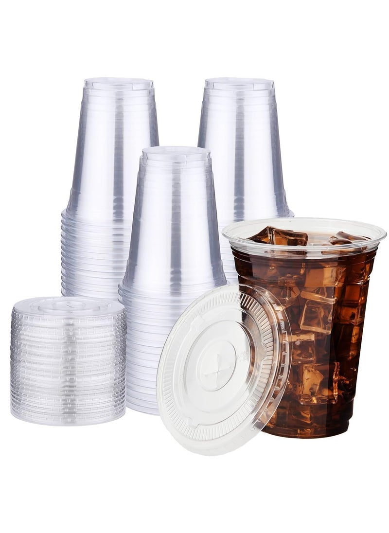 MARKQ - [1000 Pack] Clear Plastic Cups with Flat Lids 16 oz – Disposable, BPA-Free Juice Cups for Iced Coffee, Smoothies, Juice, Cold Drinks – Ideal for Parties, Events, and To-Go Use - Image 1