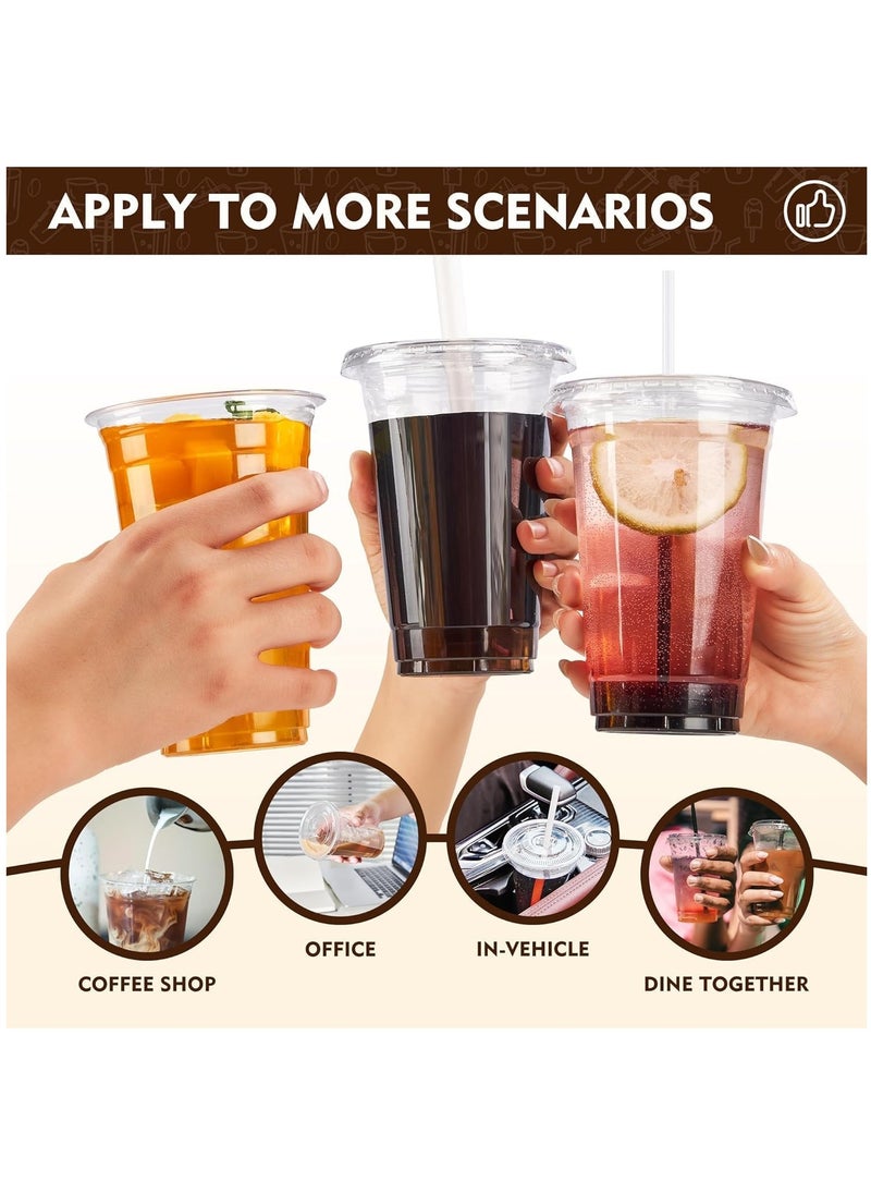 MARKQ - [1000 Pack] Clear Plastic Cups with Flat Lids 16 oz – Disposable, BPA-Free Juice Cups for Iced Coffee, Smoothies, Juice, Cold Drinks – Ideal for Parties, Events, and To-Go Use - Image 1