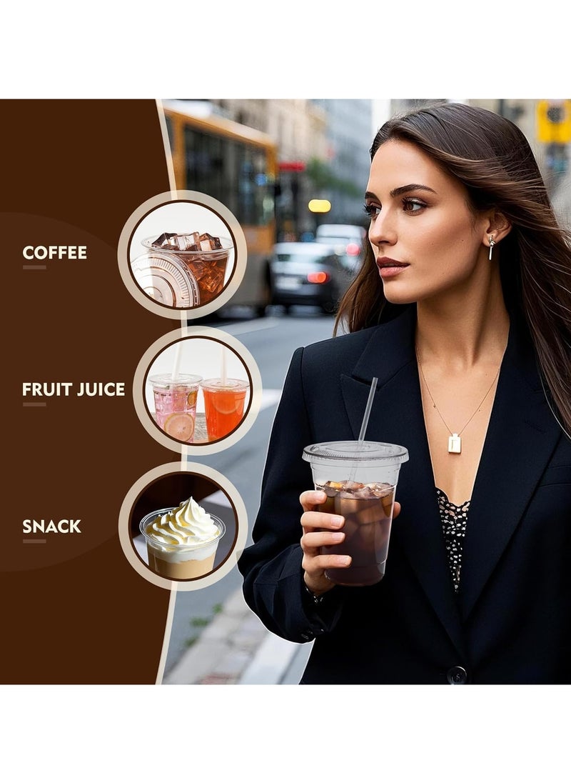 MARKQ - [1000 Pack] Clear Plastic Cups with Flat Lids 16 oz – Disposable, BPA-Free Juice Cups for Iced Coffee, Smoothies, Juice, Cold Drinks – Ideal for Parties, Events, and To-Go Use - Image 1