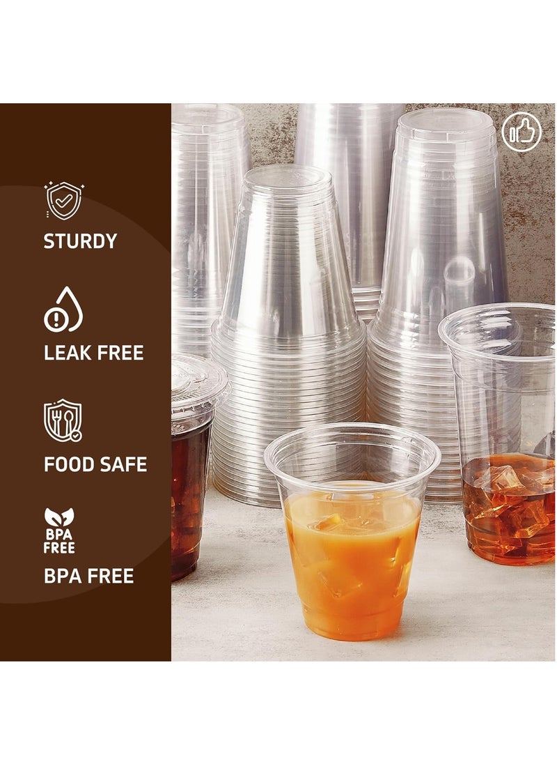 MARKQ - [1000 Pack] Clear Plastic Cups with Flat Lids 16 oz – Disposable, BPA-Free Juice Cups for Iced Coffee, Smoothies, Juice, Cold Drinks – Ideal for Parties, Events, and To-Go Use - Image 1