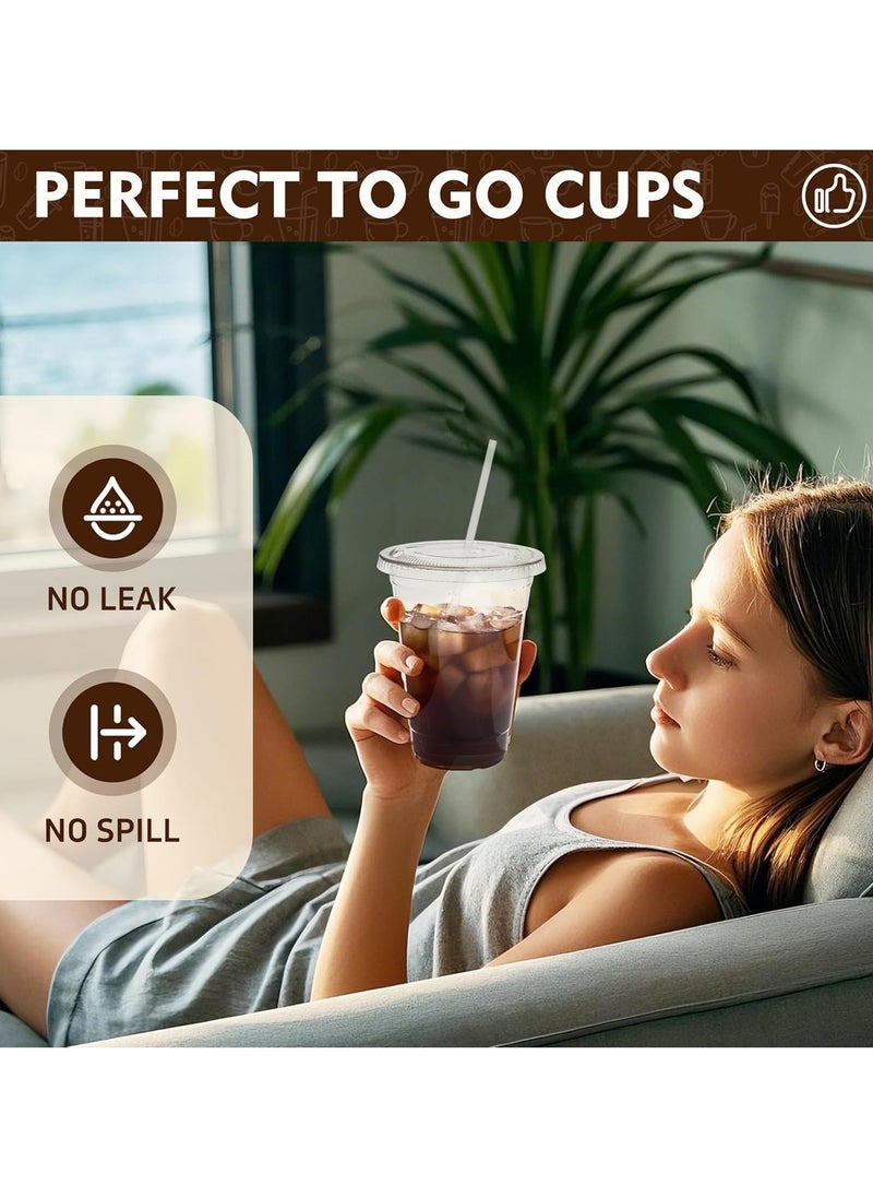 MARKQ - [1000 Pack] Clear Plastic Cups with Flat Lids 16 oz – Disposable, BPA-Free Juice Cups for Iced Coffee, Smoothies, Juice, Cold Drinks – Ideal for Parties, Events, and To-Go Use - Image 1