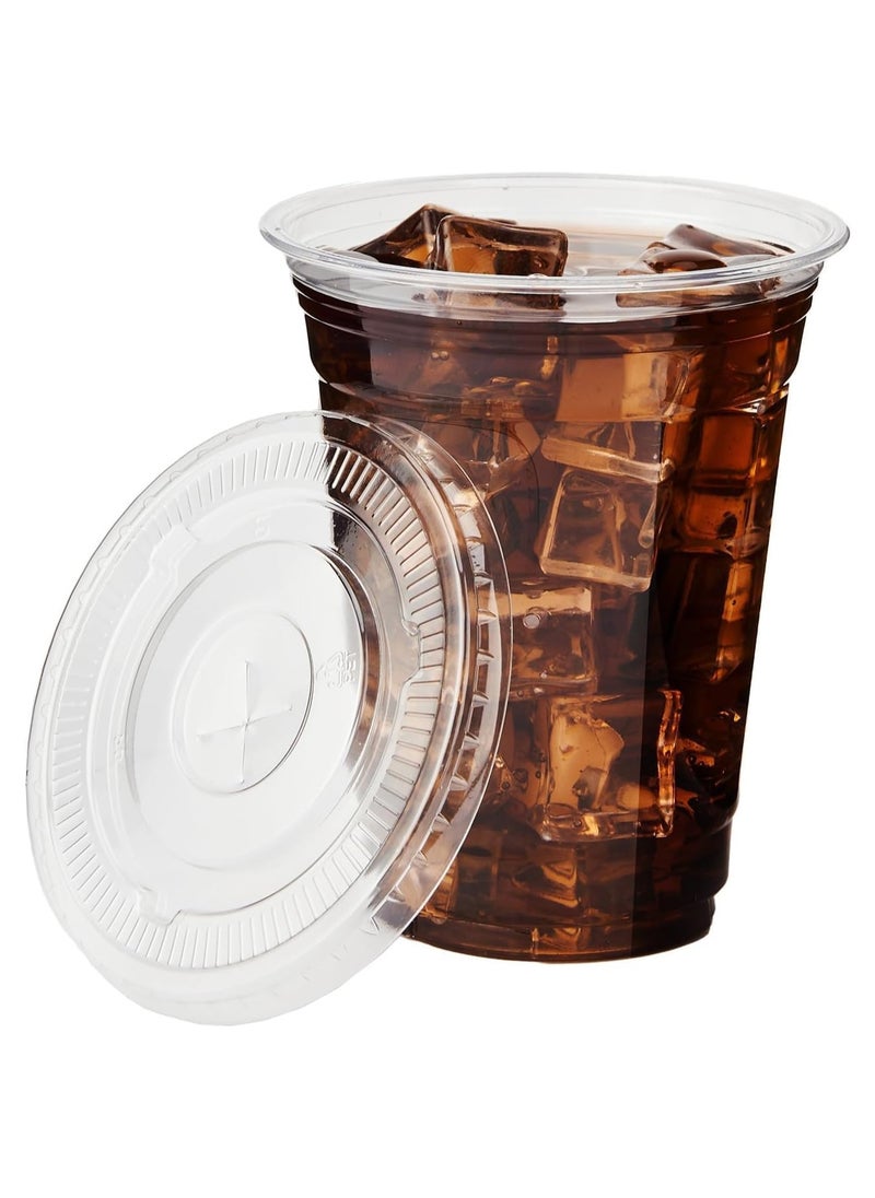 MARKQ - [1000 Pack] Clear Plastic Cups with Flat Lids 16 oz – Disposable, BPA-Free Juice Cups for Iced Coffee, Smoothies, Juice, Cold Drinks – Ideal for Parties, Events, and To-Go Use - Image 1